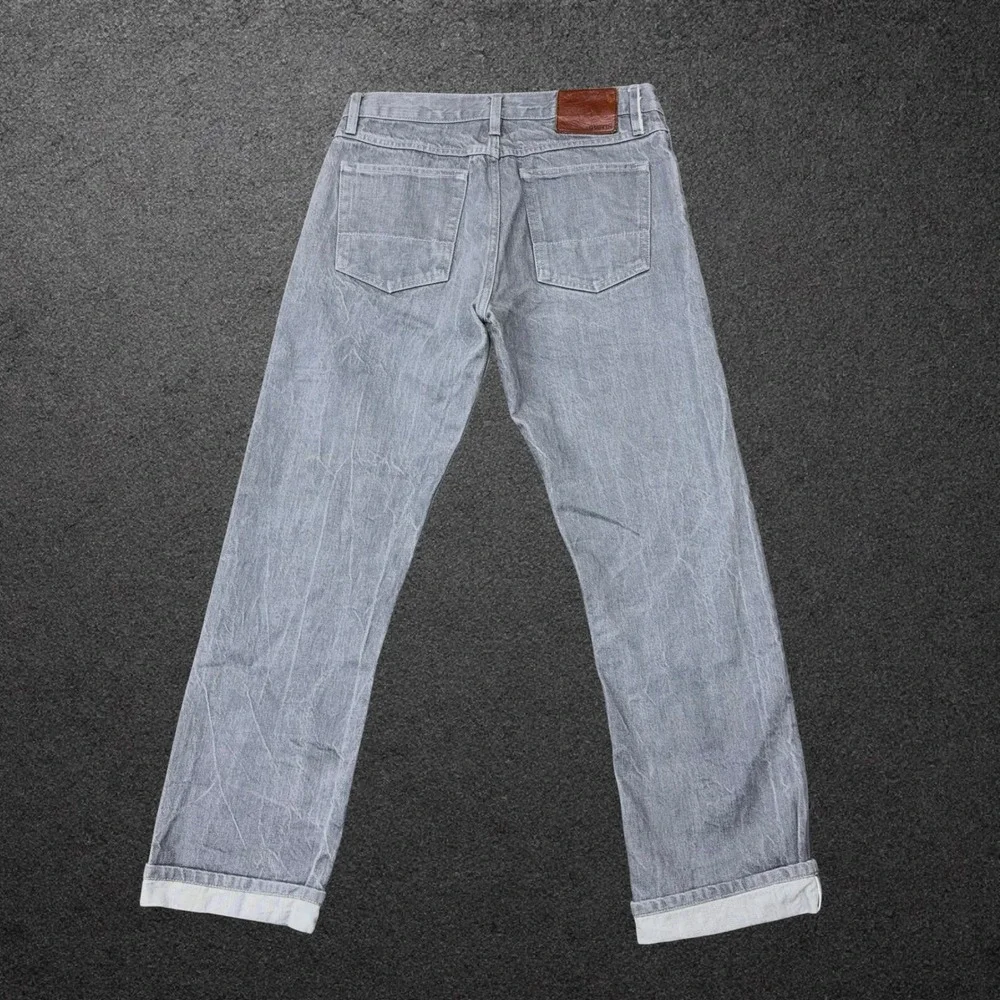 Gustin‎ Mens California Straight Raw Grey Denim Jeans Button Fly Size 32 x 31